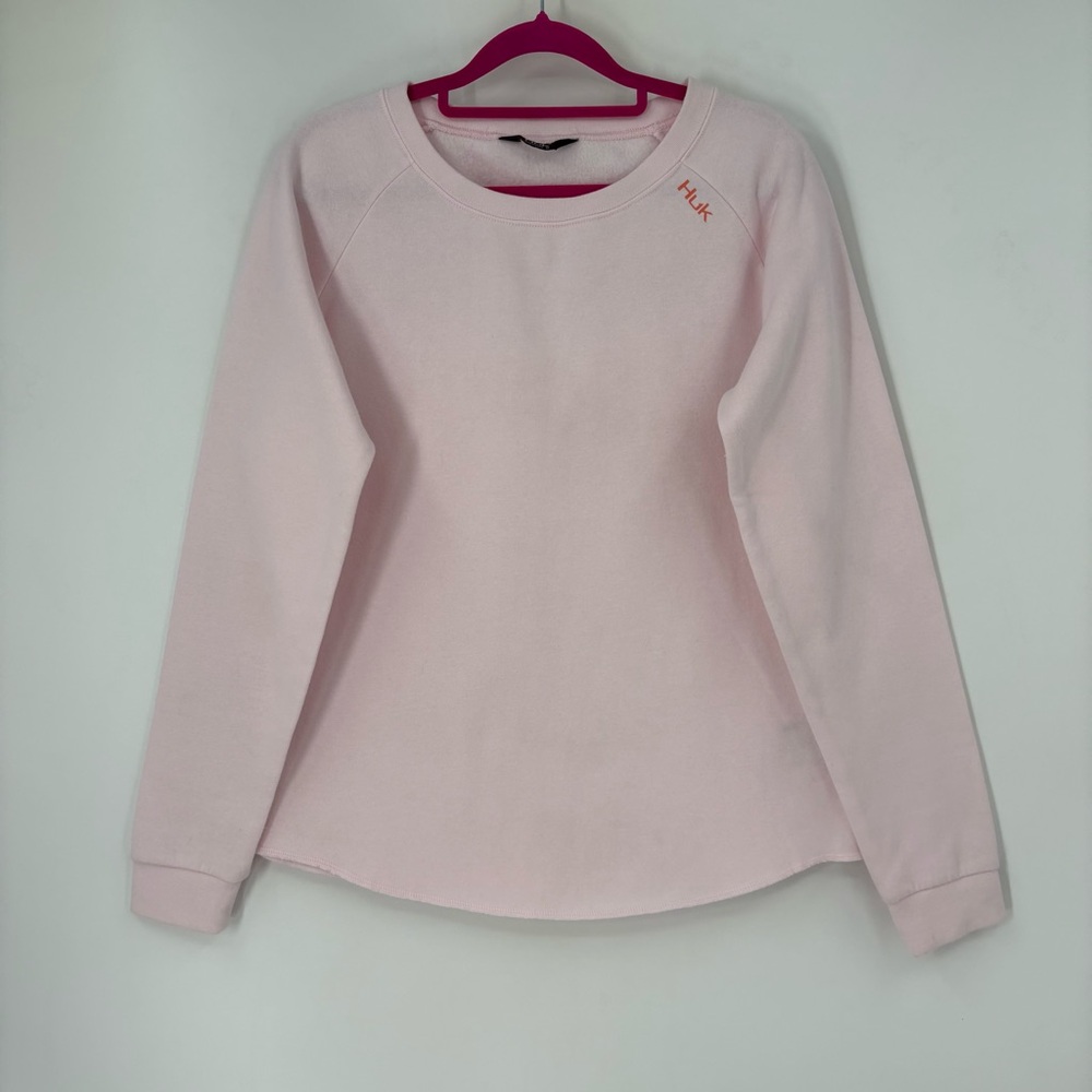 Huk Women's Folly  Super Soft Fleece Long Sleeve  Pullover Pink Small
